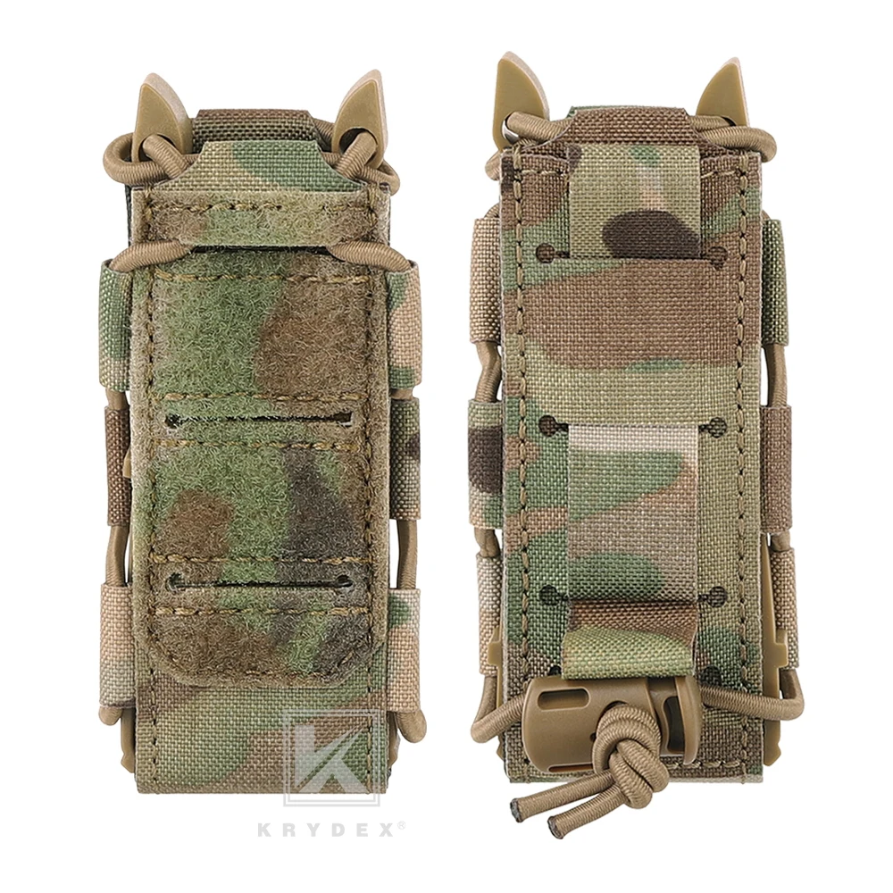 KRYDEX Tactical Molle Single Magazine Pouches 9MM Open Top Pistol Mag Pouch Flashlight Holder Hunting Airsoft Outdoor Gear