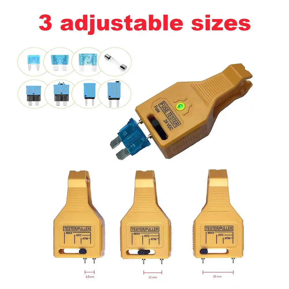 Adjustable 2 In 1 Car Fuse Tester Puller LED Light Indicator Auto Fuse Checker Removal Tool For MAXI ATO ATC ATM Fuses