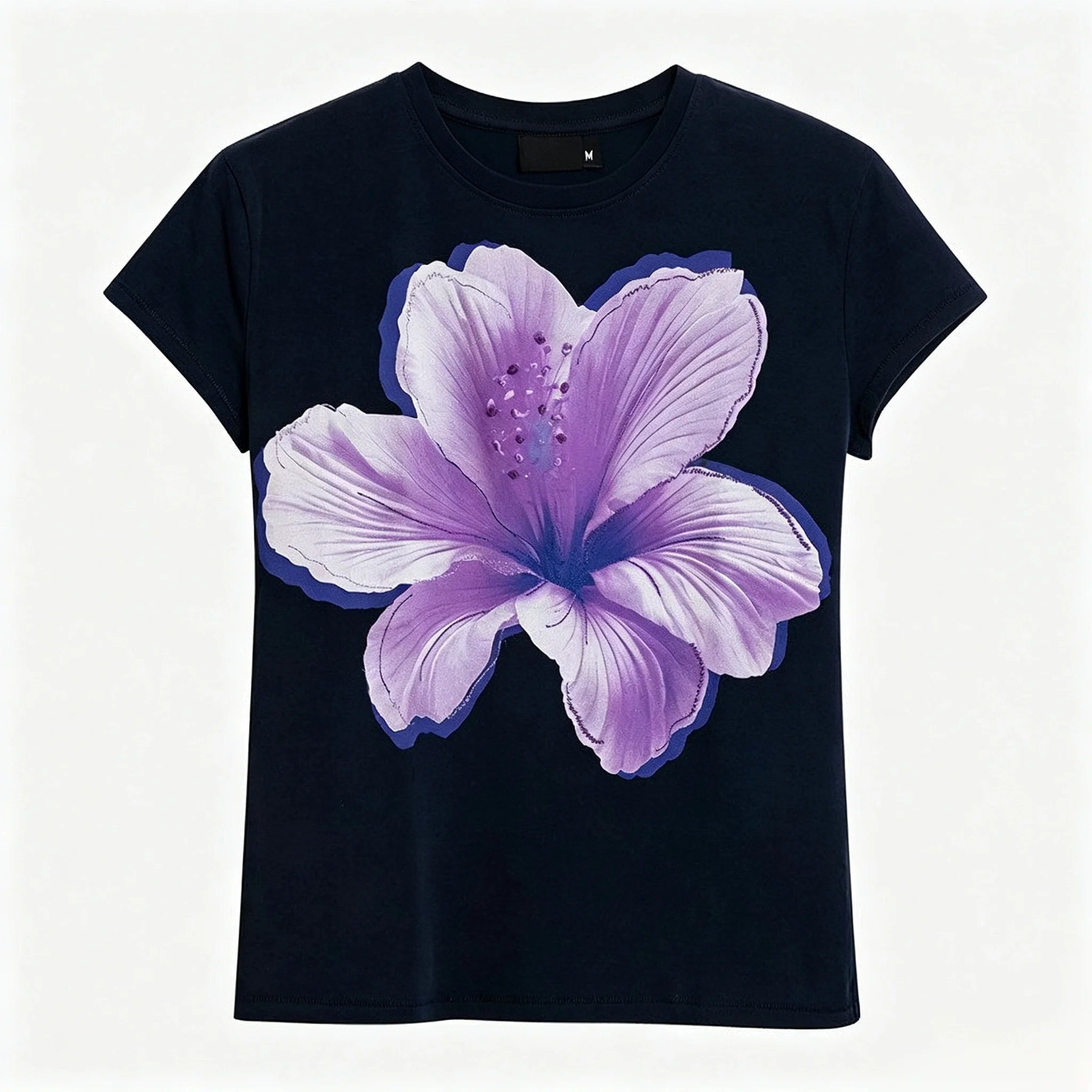 2026 New Fashionable Loose Hand drawn Embroidered Printed Round Neck Short sleeved Women's T-shirt