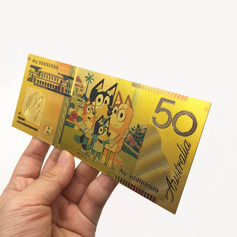 بطاقة Bluey Bingo PVC الذهبية من رقائق الأوراق النقدية التذكارية العملات القابلة للجمع عائلة Bluey مكونة من أربعة بطاقات جمع الألعاب للأطفال #6