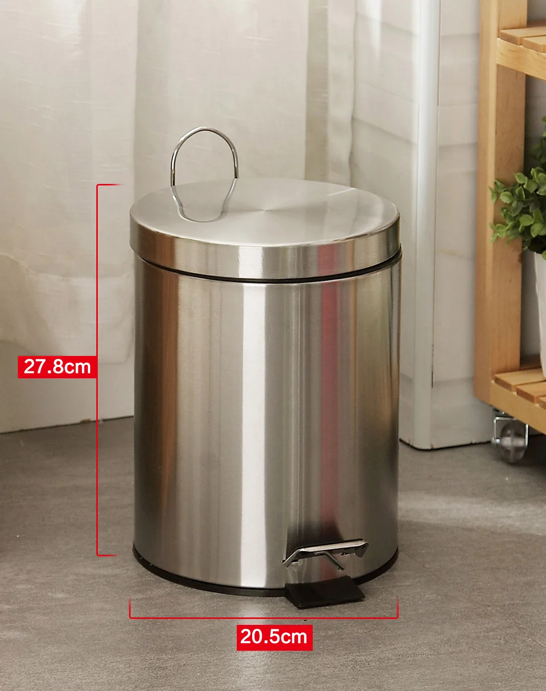 Round Metal Trash Can with Pedal 5 Liter Garbage Container Bin with Removable Inner Wastebasket for Bathroom Bedroom Kitchen