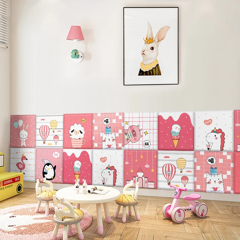 Cartoon Animal 3D Wall Stickers Bed Headboard Kids Room Anti-collision Wallpaper Head Board Cabecero Cama Tete De Lit Wall Art