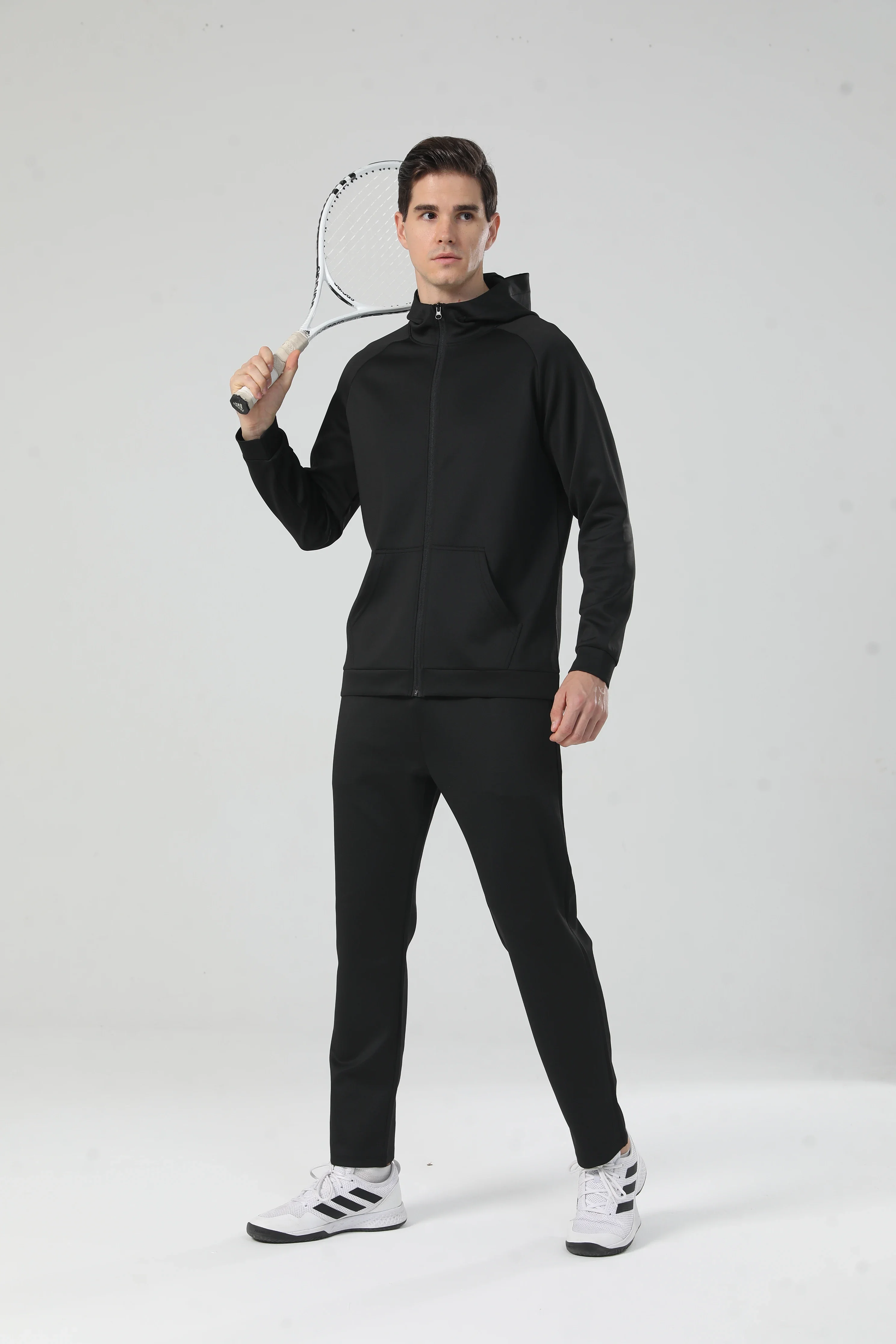 

Men's sports jacket, running training track jacket, lightweight breathable windbreaker, hooded gym workout outdoor hiking