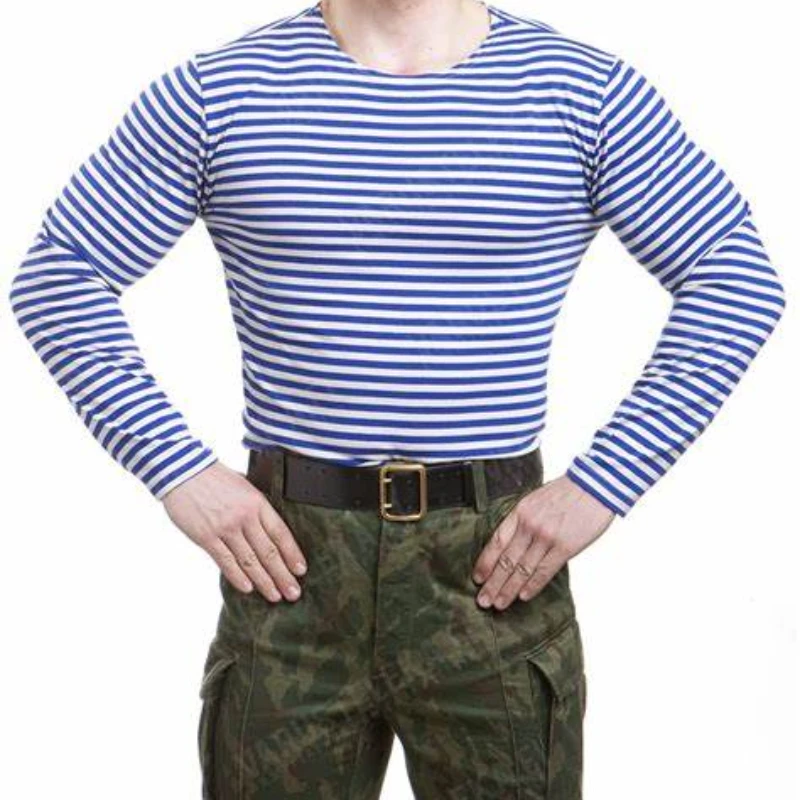 Рубашка мужская в полоску, с длинным рукавом, из полиэстера