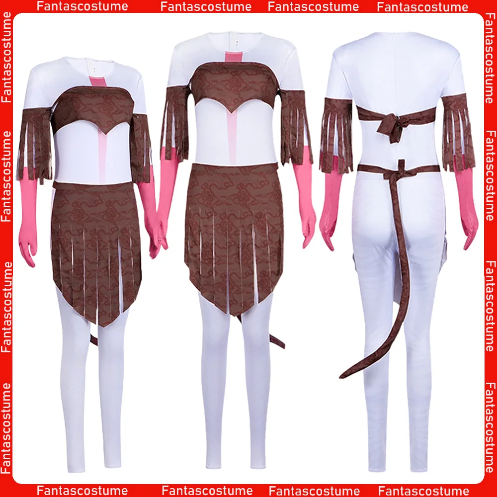 

Adult Women Varang Cosplay Jumpsuit Costume Avatar Anime Movie Roleplay Bodysuit Skirt Tail Set Halloween Party Disguise Suit