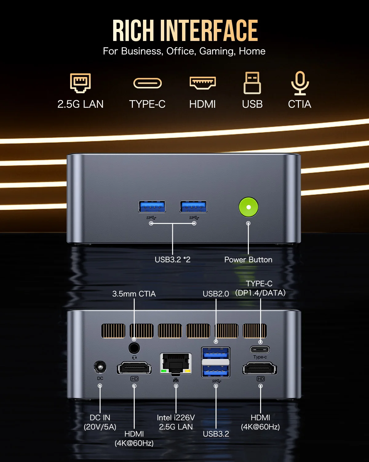 كمبيوتر ألعاب صغير GMKtec M3 Plus Core I9-12900HK Mini Host DDR4 SSD Win 11 Pro تخصيص كمبيوتر مكتبي