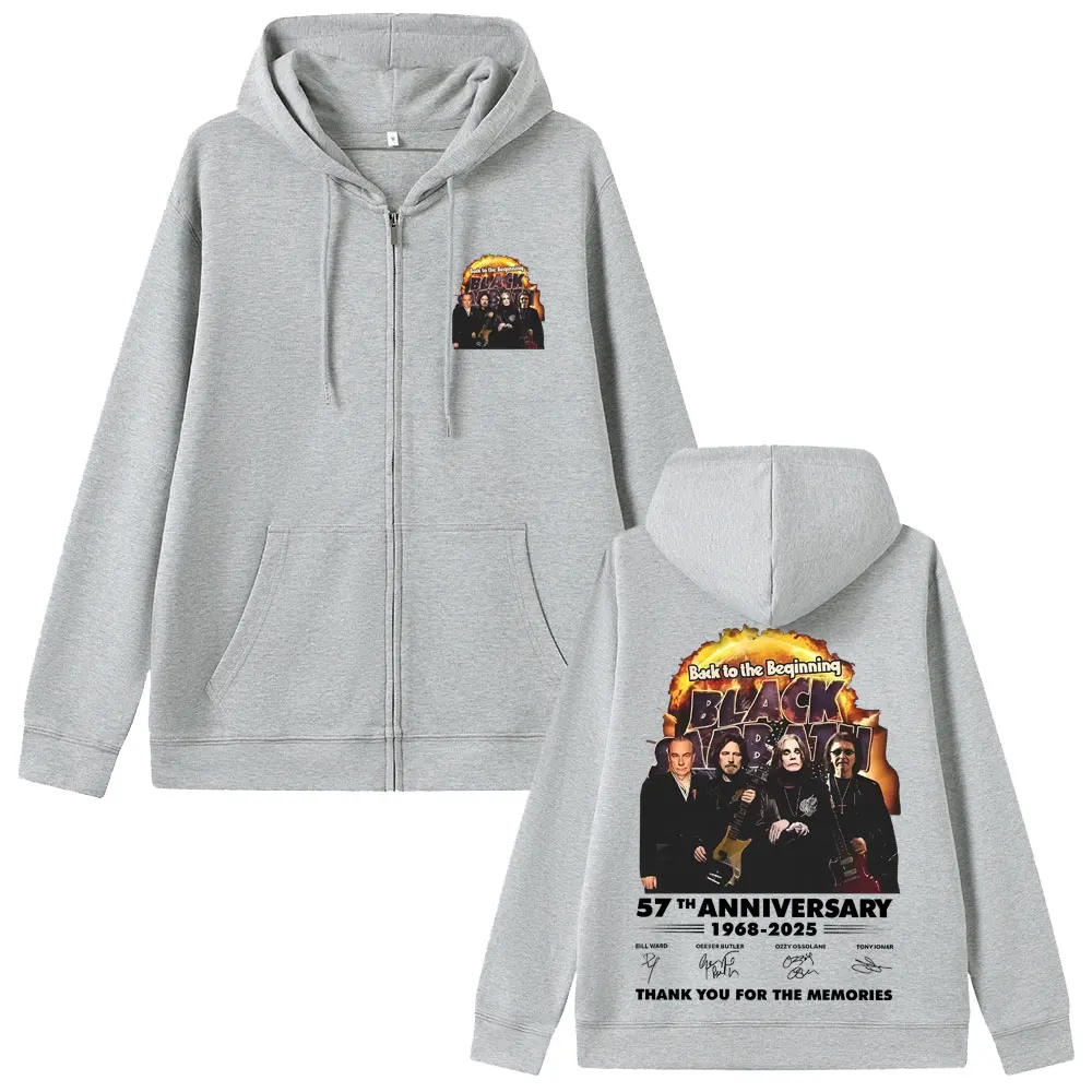 Rock Band Black Sabbath Ozzy Osbourne Back To The Beginning Thank You for The Memories Zipper Hoodie Men Heavy Metal Zip Up Coat