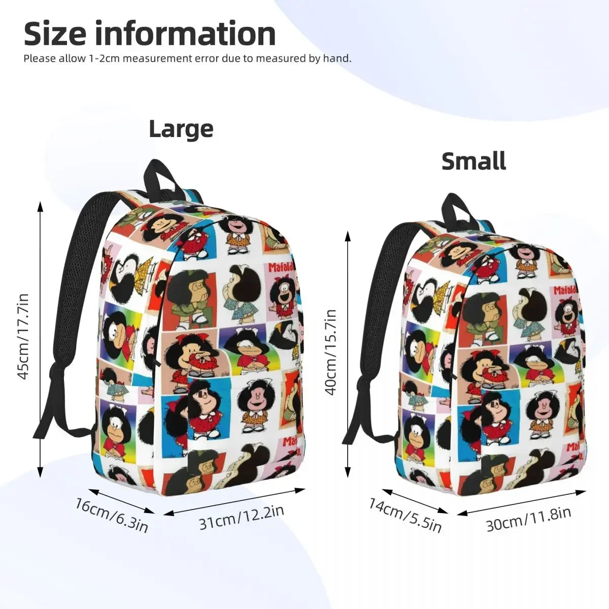 Kawaii Cartoon Anime Plaid Mafalda dla nastolatków Student School Bookbag Daypack Middle High College Travel