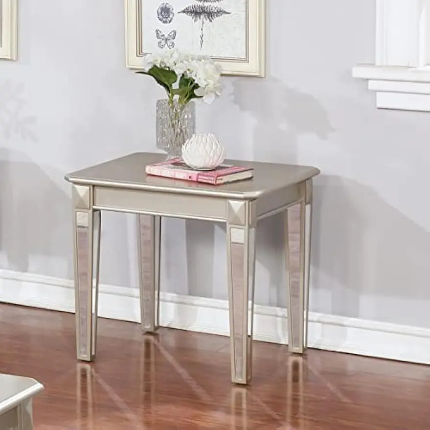 Ensemble de table basse avec pieds en miroir, champagne