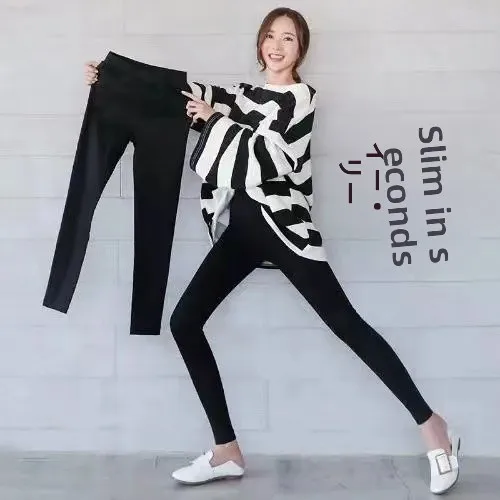 High Waist Elastic Waist Slimming Women's Leggings Pencil Pants Outerwear Spring Autumn White Base Layer Pants for plus Size