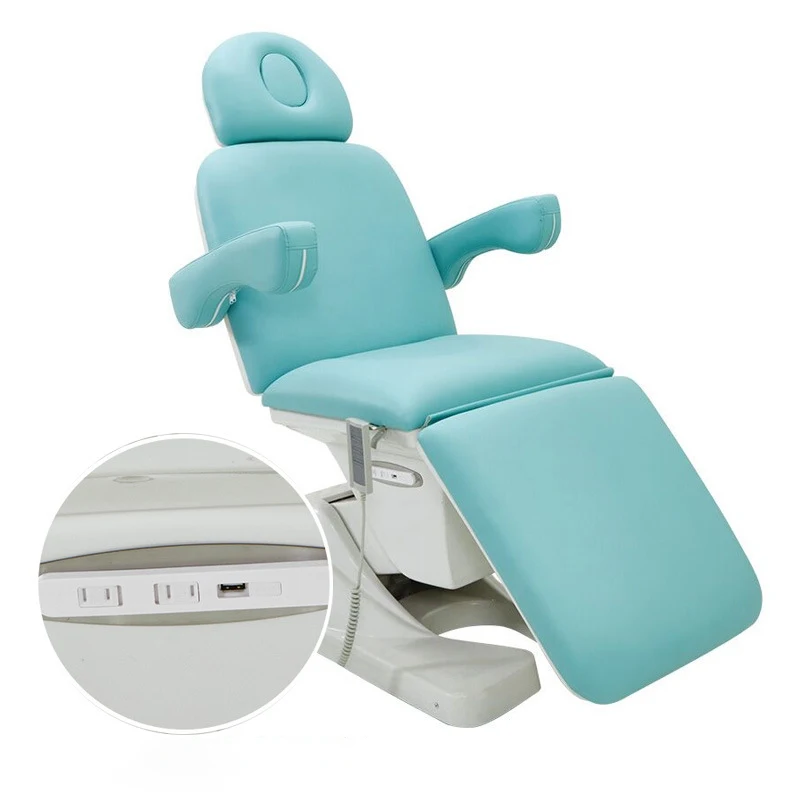 Beauty Salon Furniture White Electric Facial Cosmetic Beauty Bed Chair With 3 Motors