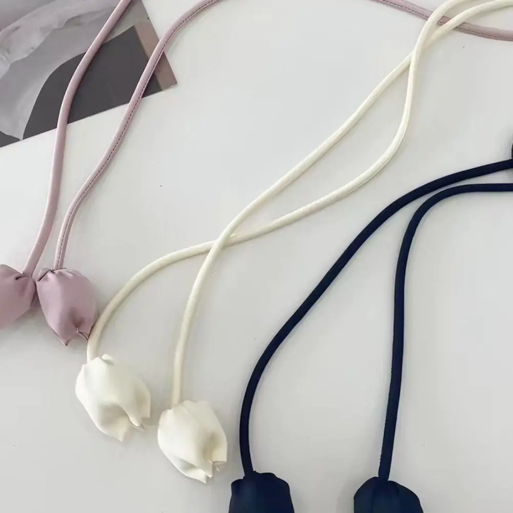Stylish Cloth Tulip String Waist Belt Handmade Tie Up Dress Belt Soft Fabric High-End Waist Chain Sweater Strap