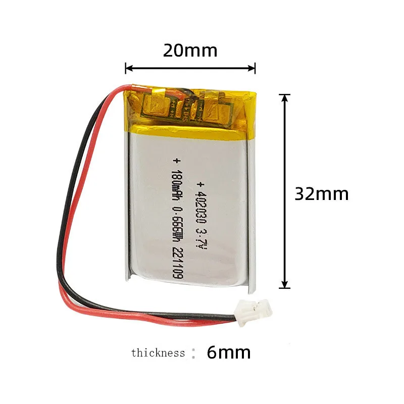 2/5/10/20 Pcs 3.7V 180mAh 402030 Lithium Polymer Ion Battery 2.0mm JST Connector