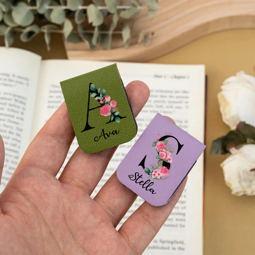 1PC Colorful rose 26 style letters Customized Name Book Mark Bookmark Magnetic Bookmark Book Clamp  Magnetic Book Clamp