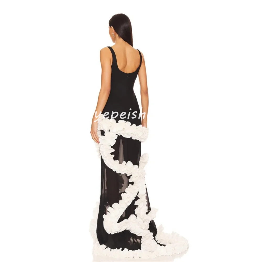 Customized Fashion Modern Style Chiffon Pleat Ruched Mermaid Square Neck Long Dresses Bespoke Occasion Dresses High Quality Sexy