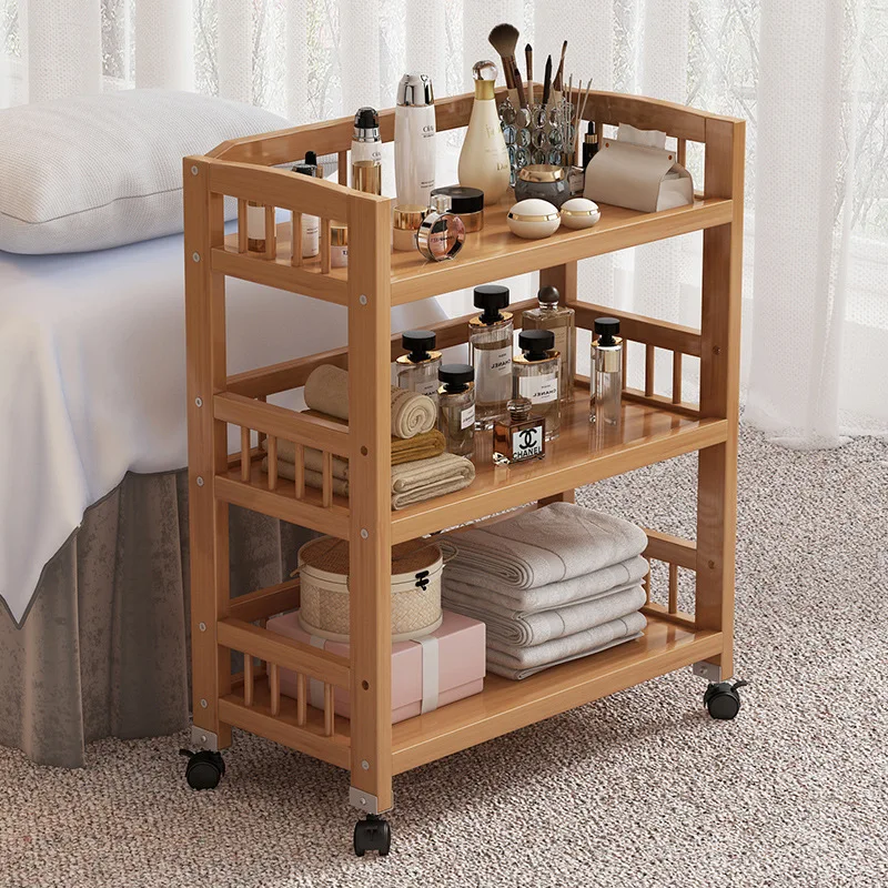 

Wooden Cart Organizer Esthetician Trolley Lash Barber Cabinet Utility Acrylic Spa Auxiliary Rolling Storage Plastic Station