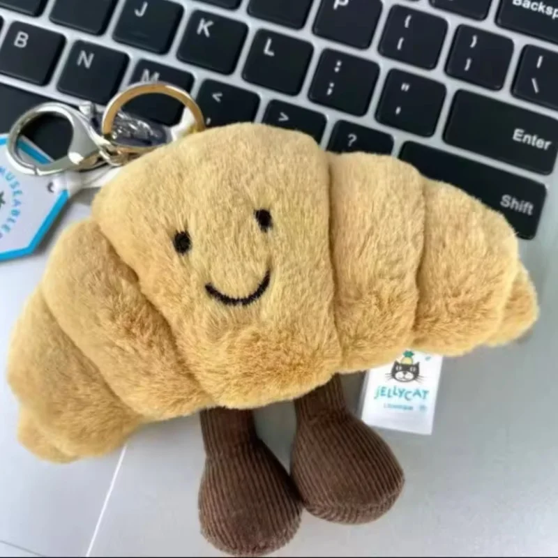 New 13cm Jelly Cat Croissant Long Bread Series Plush Ornaments Cute Bag Pendant Plush Cat And Dog Toy Doll Keychain Doll Girl