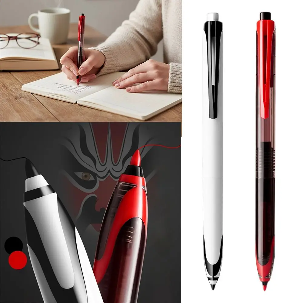 ปากกาเจลหมึกดำ/แดงเขียนลื่น แห้งเร็ว หัว 0.5 มม. ปากกาแบบกด สำหรับนักเรียน