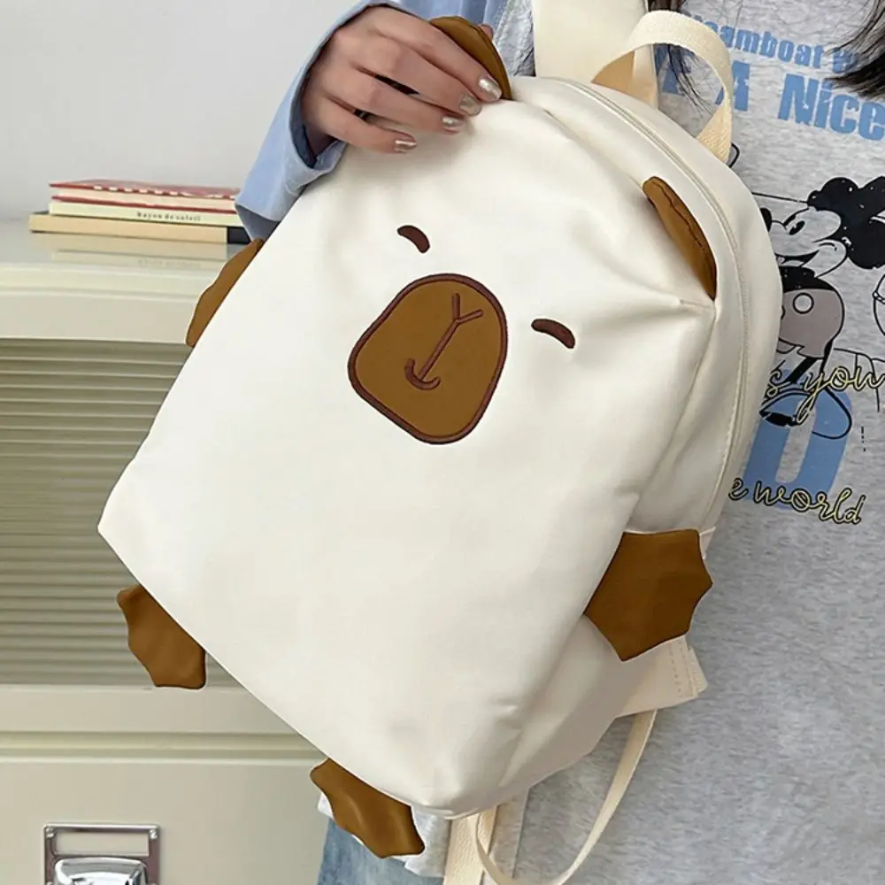 Große Kapazität Capybara Nylon Rucksack Kawaii Koreanischen Stil Capybara Schultasche Handtasche Schultertasche Cartoon Studenten Büchertasche