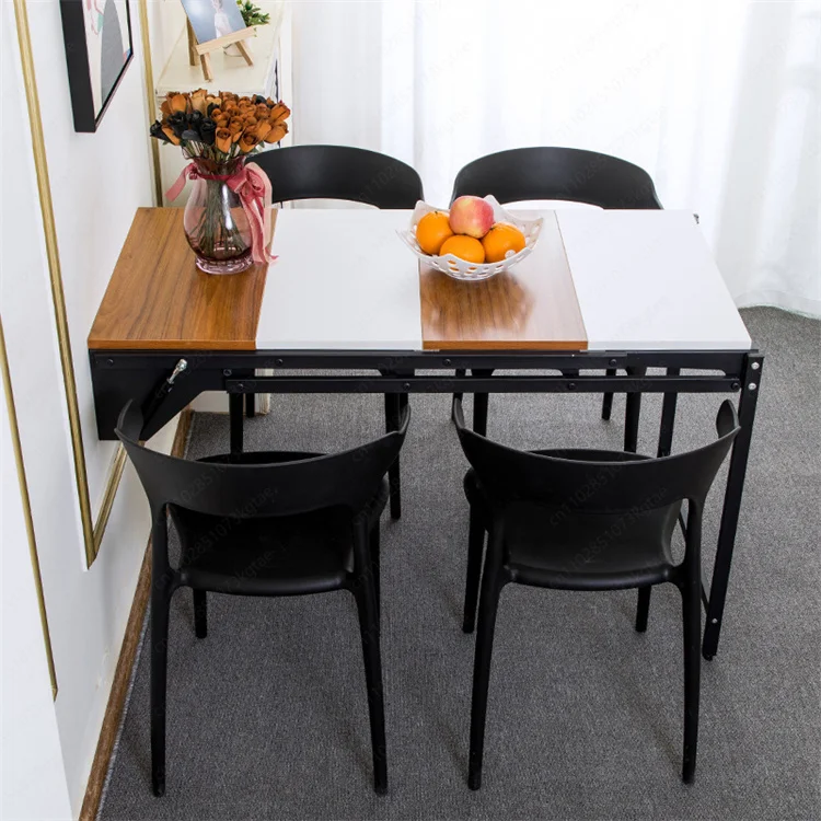 Nordic Modern Wall-Mounted Folding Table – Retractable & Collapsible Design for Space-Saving Dining in Small Kitchens