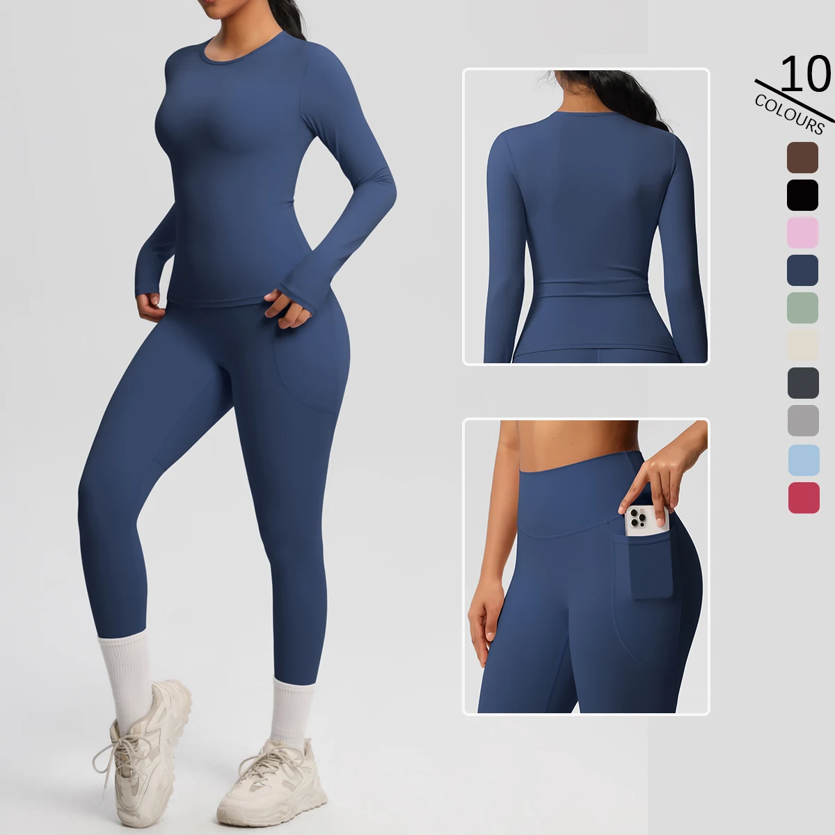Quick-Drying Gym Leggings Set Gym Push-Up Exercise Clothing Yoga Shirt Push Up Workout Clothes Women Tummy Control Butt Lifting