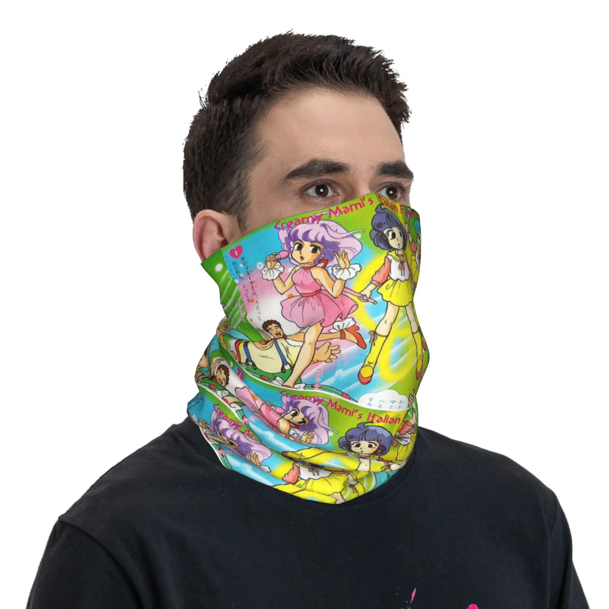 Creamy Mami Japanese Anime Bandana Neck Gaiter Printed Magic Scarf Warm Face Mask Outdoor Sports For Men Women Adult Winter