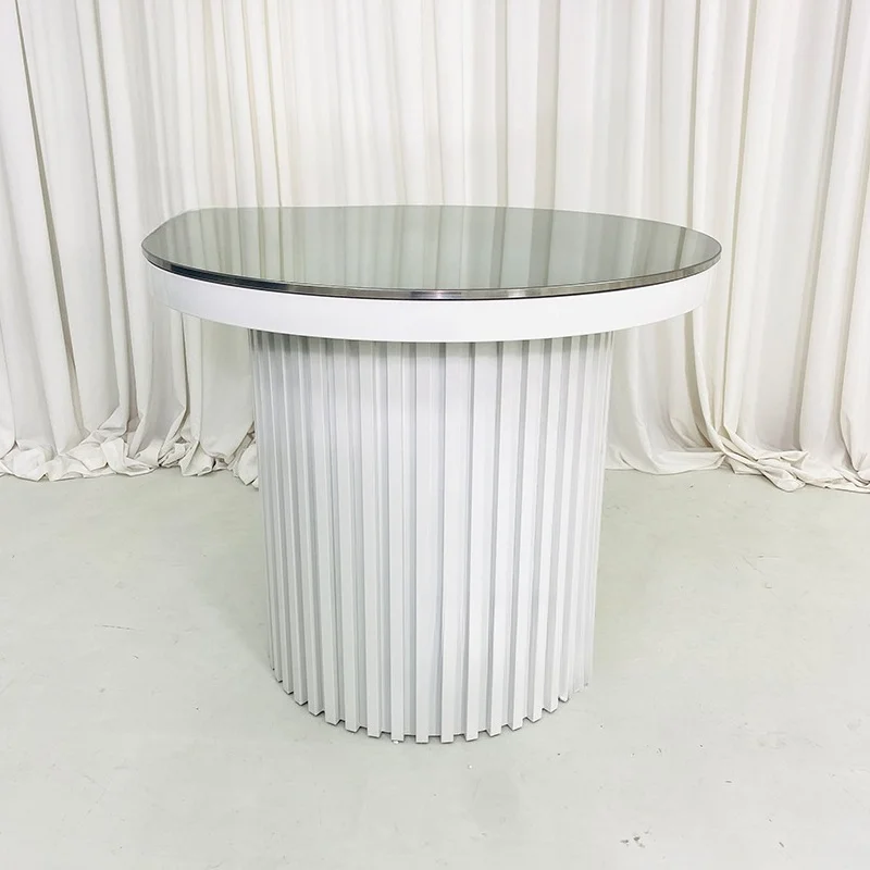 Durable Plastic MDF Tempered Glass Dining Table White Iron Metal Decoration Outdoor Wedding Party Banquet Event Living Room