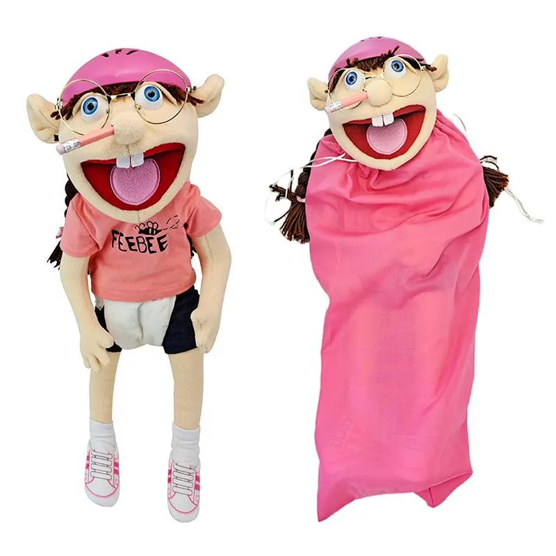 Large Feebee Hand Puppet Jeffy Sister Muppet Plush Toy Brother Talk Show Party Props Christmas Plushie Doll for Boys Girls Gifts