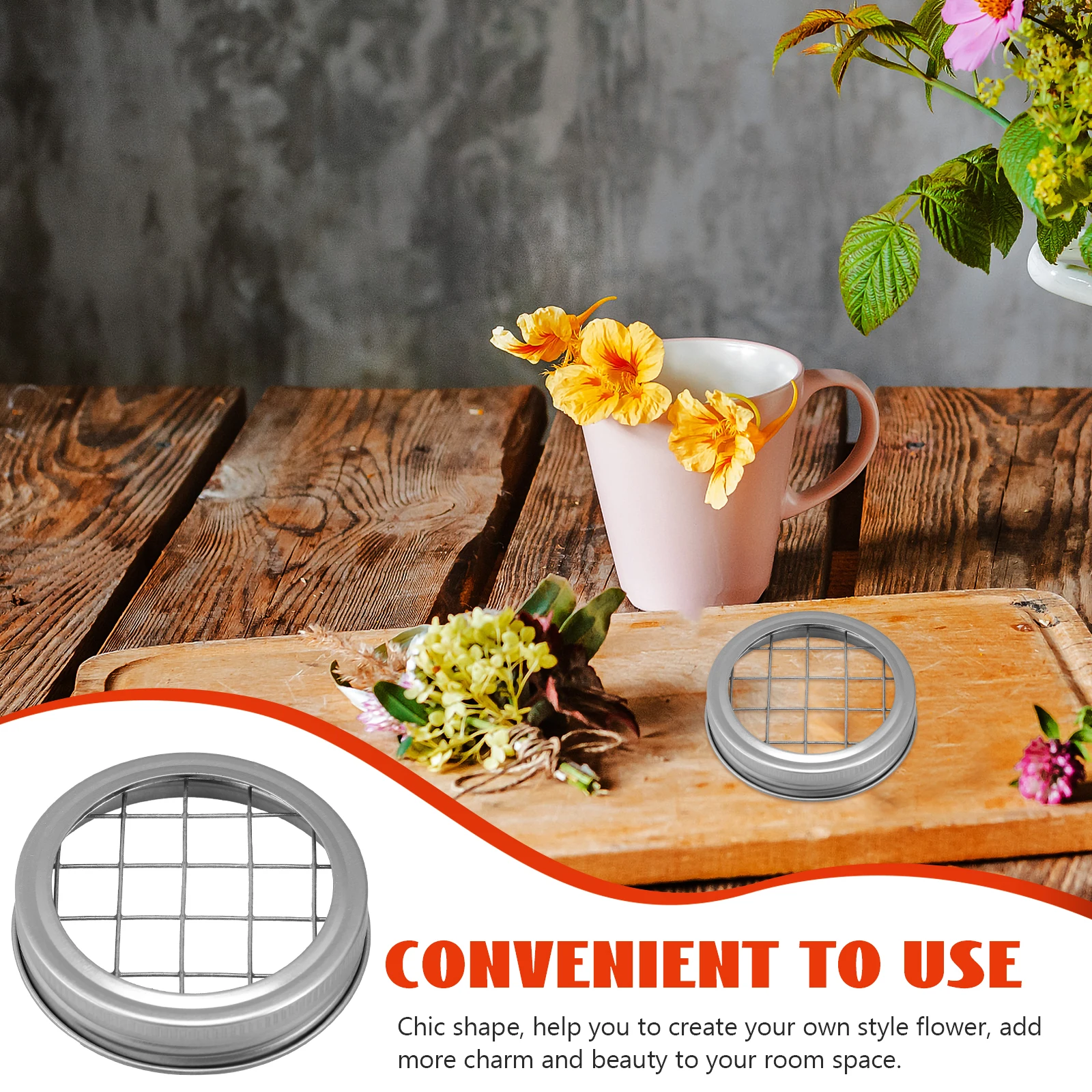 

10 Sets 86mm Flower Arrangement Grid Tinplate Mason Jar Vase Penholder Lid Reusable Floral Supplies Sprouting DIY Decor