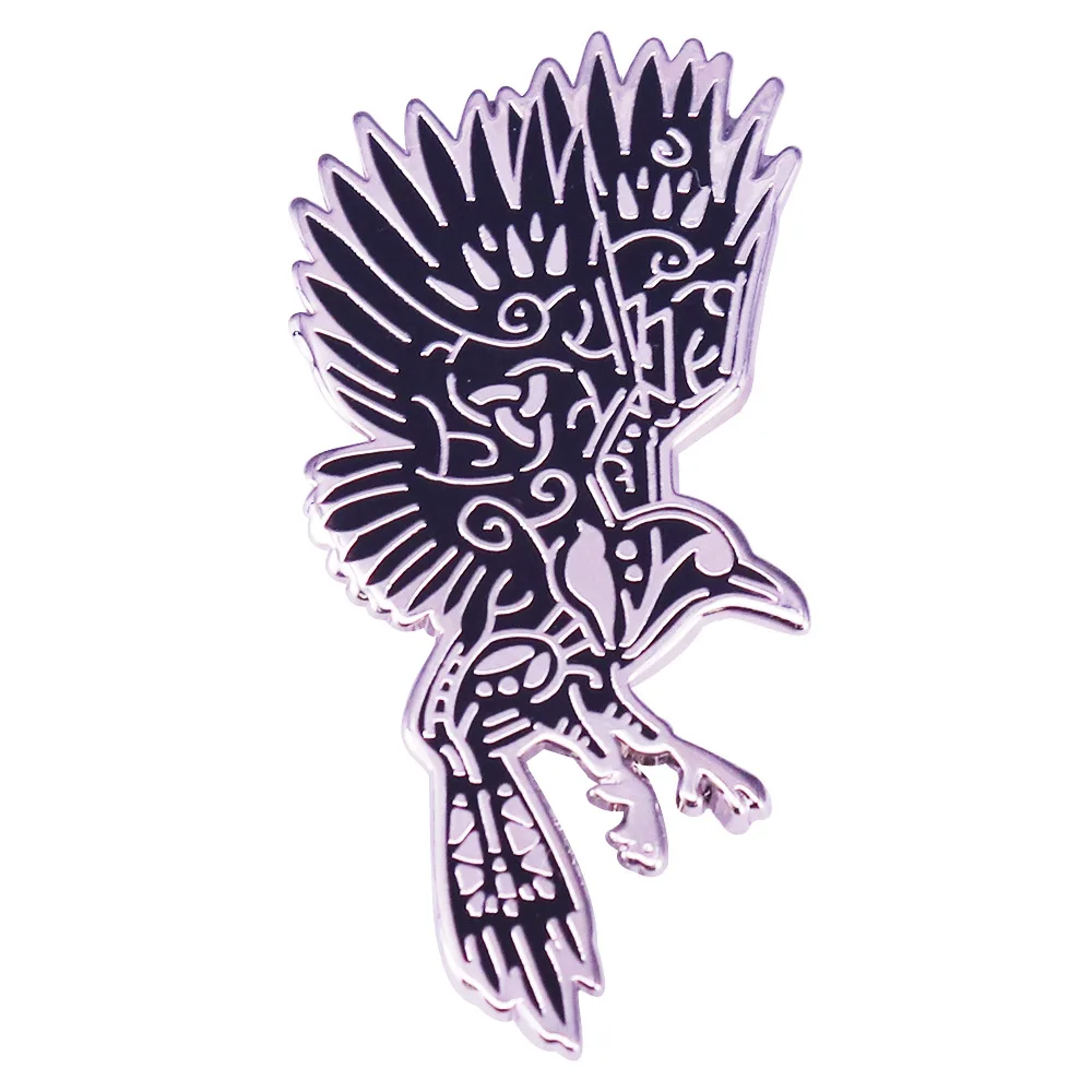 Pin esmaltado de Odin Raven, insignia de nudo celta nórdico vikingo, decoración para mochila, 1 ud.