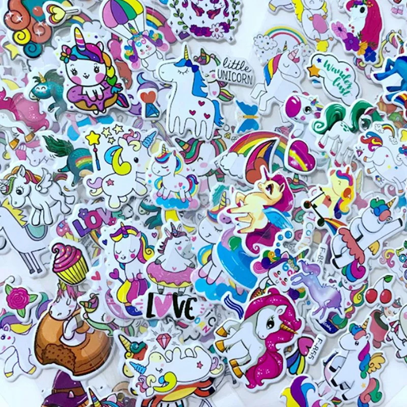 6/12/24pcs 3d Stationery Stickers Cartoon Cute Unicorn Design Scrapbook Stickers Office Cultural and Educational Supplies TMZ