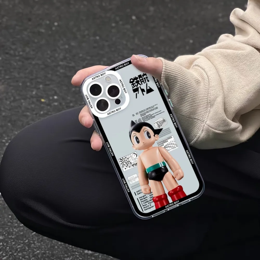 Astro Boy Cartoon Phone Case For iPhone 11 12 Mini 13 14 Pro Max Transparent Shell