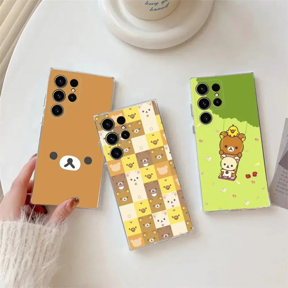 Cute Phone Case Silicone For Samsung S30,S23,21,22,20 Ultra,S20 FE lite,S10,9,PIus Note20ultra R-Rilakkuma Bear Cover Clear