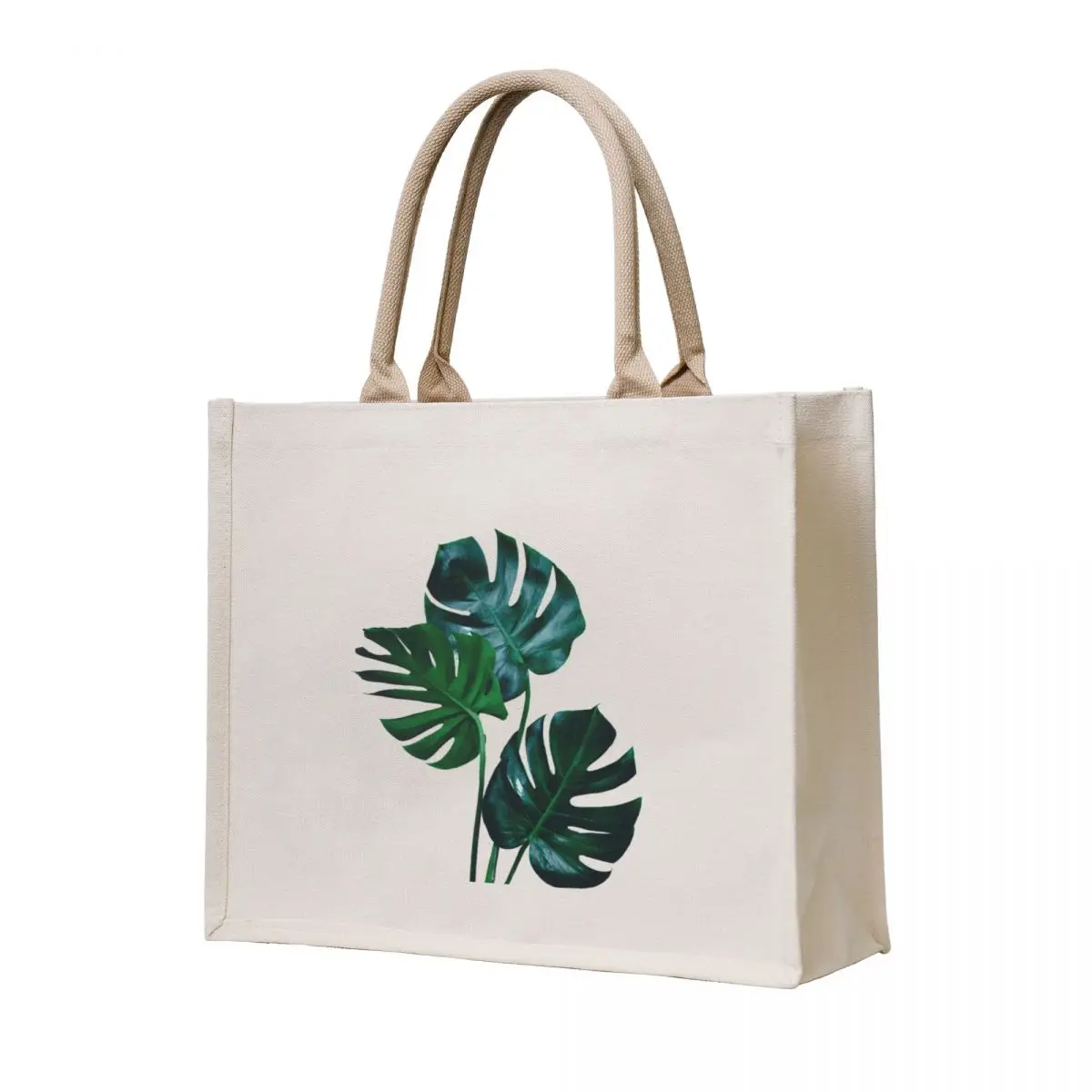 

Tropical Monstera Abstract Art on Cream/beige/earthy tones background Tote Bag Canvas hand bag tote bag men's