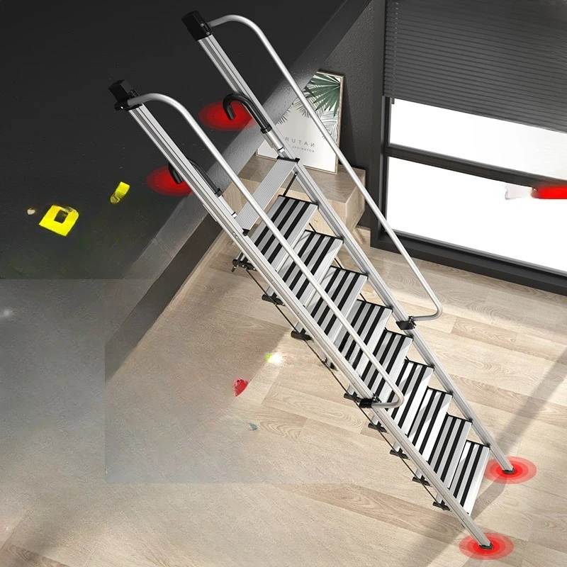 

Household telescopic ladder, indoor and outdoor foldable wide pedal, aluminum alloy support