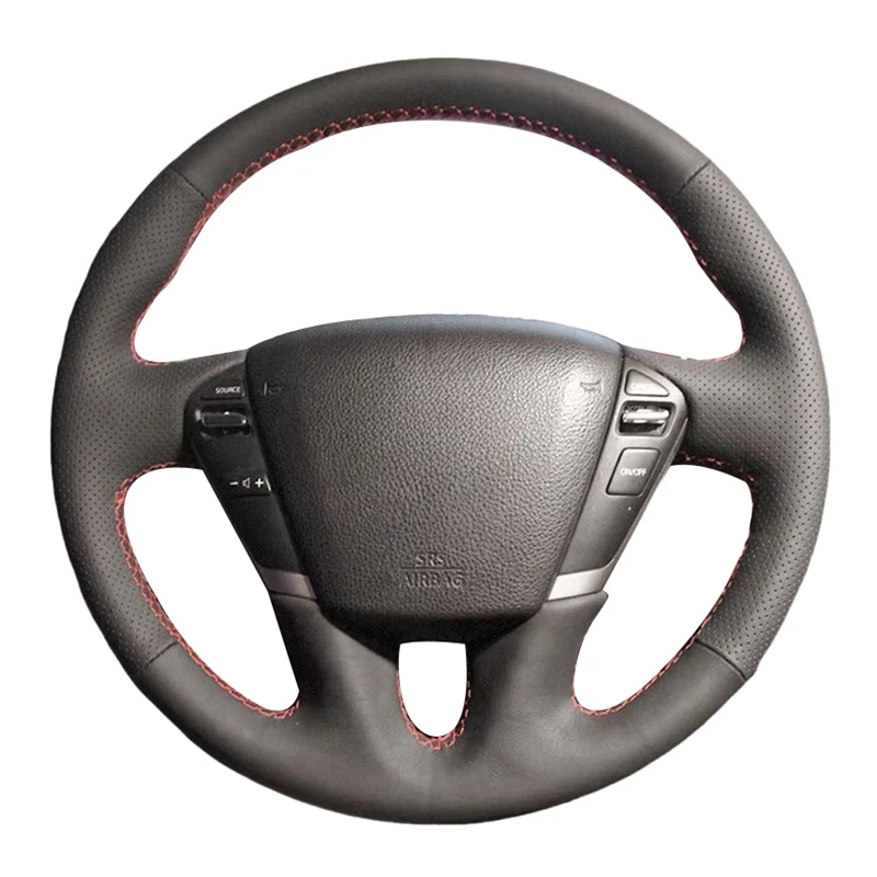 Protector trenzado para volante de coche, para Nissan Teana Murano Z51 Elgrand Quest 2011, cuero de microfibra perforado con agujas y hilos