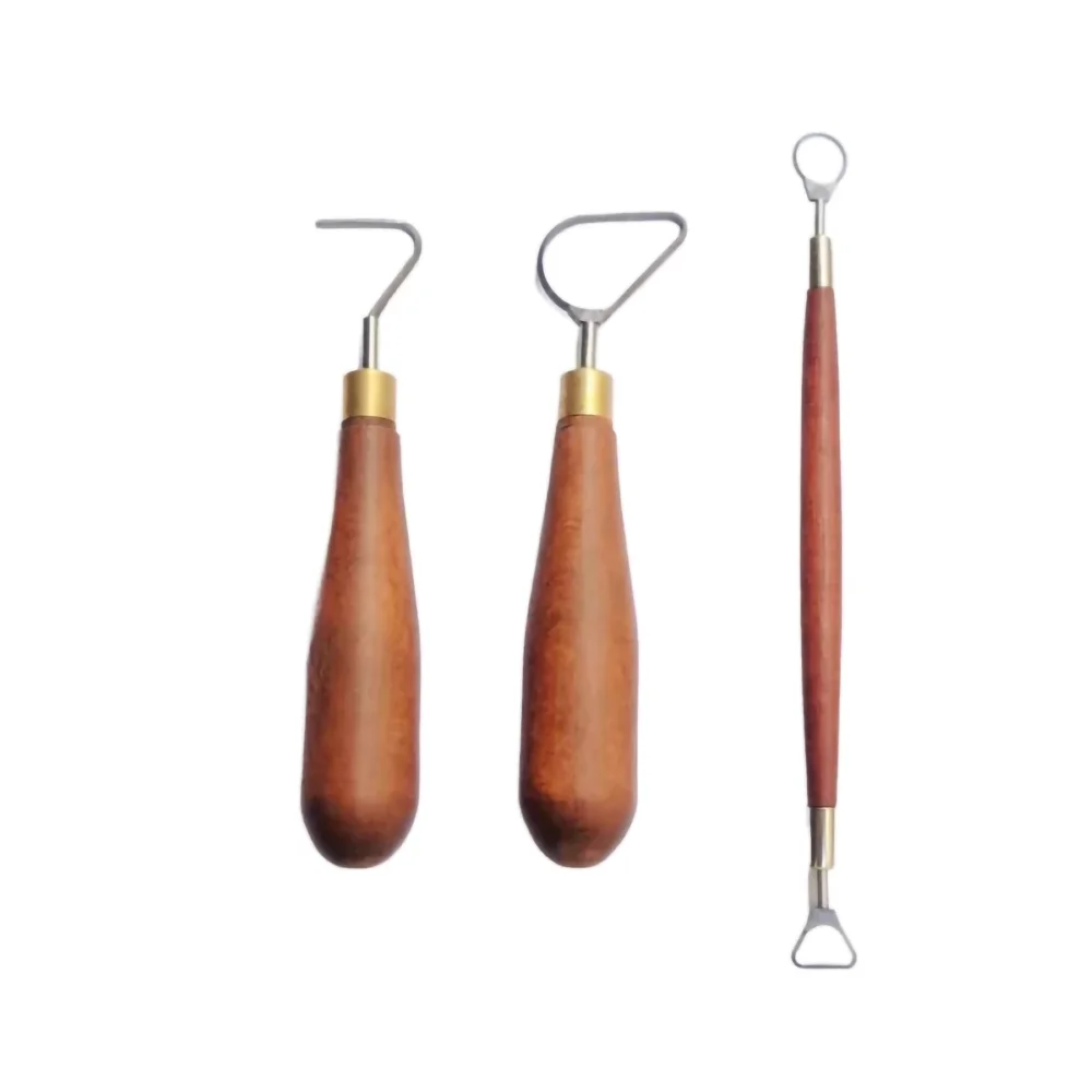 Pottery Tools Tungsten Steel Cutter Head Clay Scraper Trimming Tools Texture Ring Knife Mahogany High Quality Engraving Tool