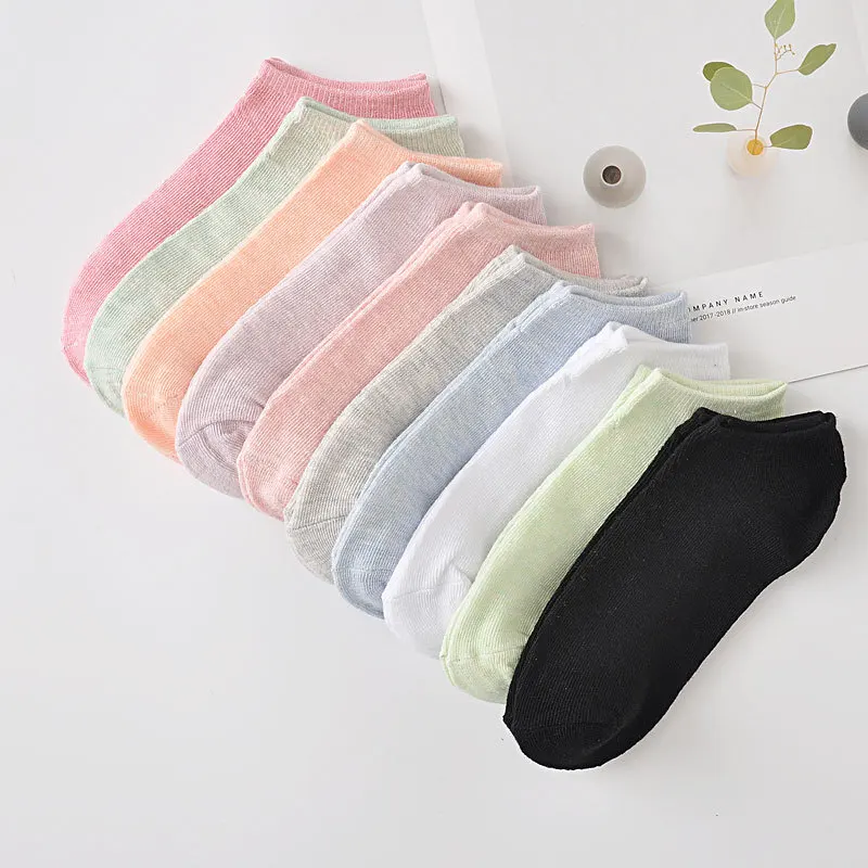 Cotton Colors Casual Womens Female Summer Spring 10pcs=5pairs/lot Short Socks Socks Fashion Girls Candy Soild Soft Ankle Simple