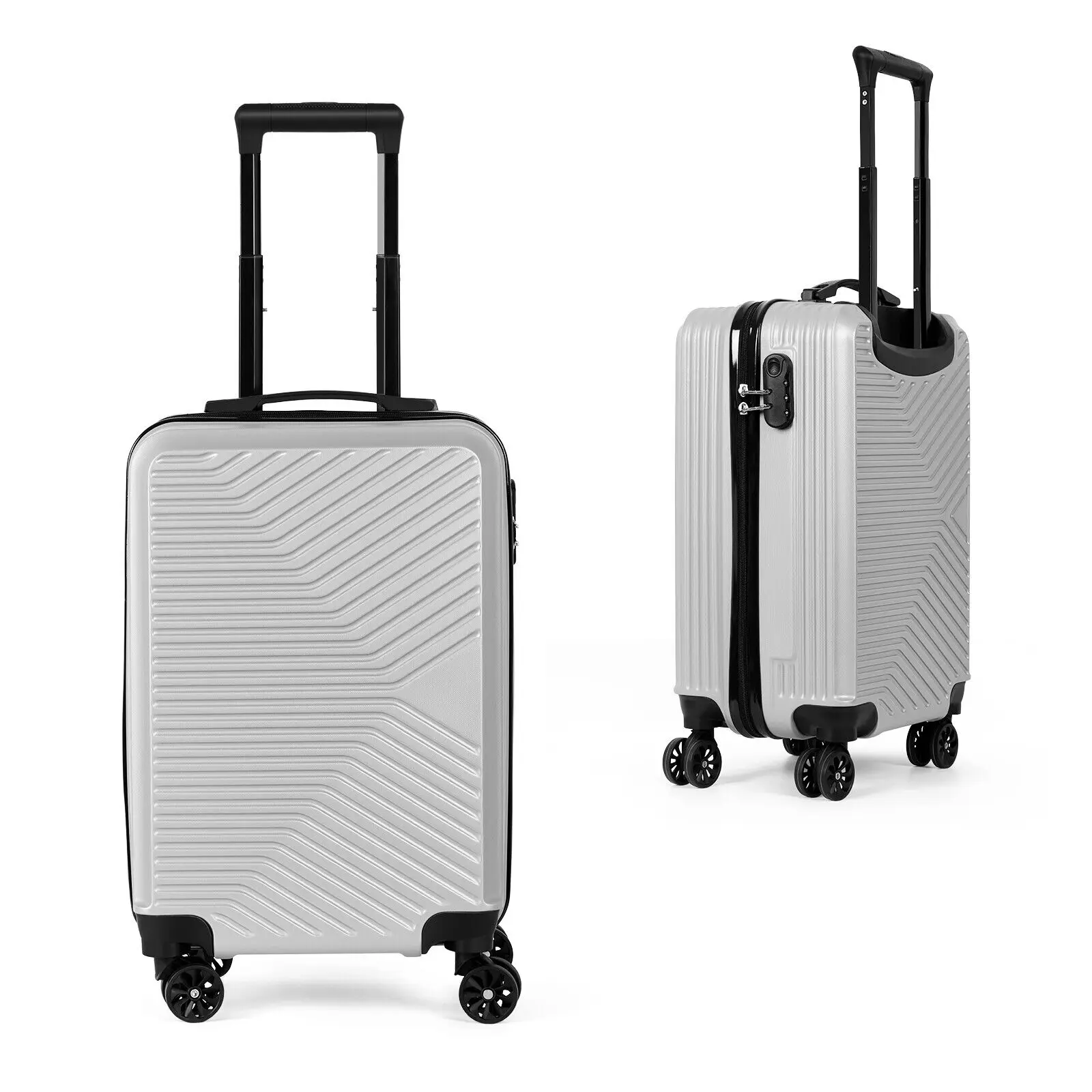 

20" Spinner Carry-On Luggage with Spinner Wheels Travel Hardshell Suitcase Silve