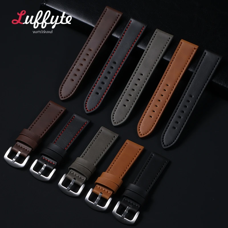 Calfskin Leather Comfortable Wrist Bracelets 18mm 20mm 22mm 24mm Men's Universal Wristwatch Watchband Accessories