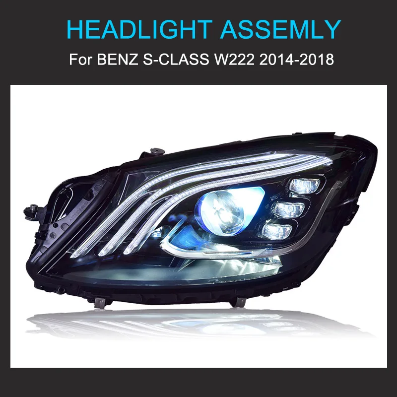 1 Pair LED Head Light Assemly for Mercedes Benz S Class W222 2014-2018 Plug and Play with Day Light Turning Start Animation