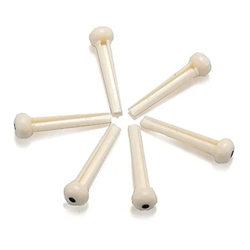 6 Guitar Bridge Pins + saddle + bridge saddle Bone / Bone Acoustic Guitar white