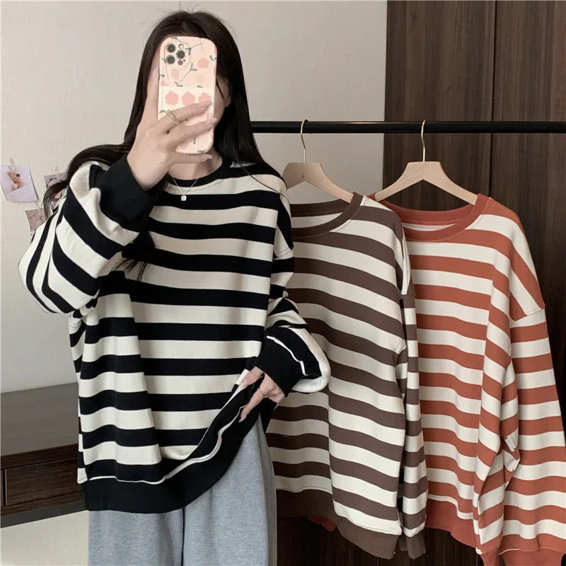 Gothic Pullover Streetwear 2024 Sweaters Women Harajuku Punk Knitted Stripes Jumper Vintage Plus Size Loose Long Sleeve Tops
