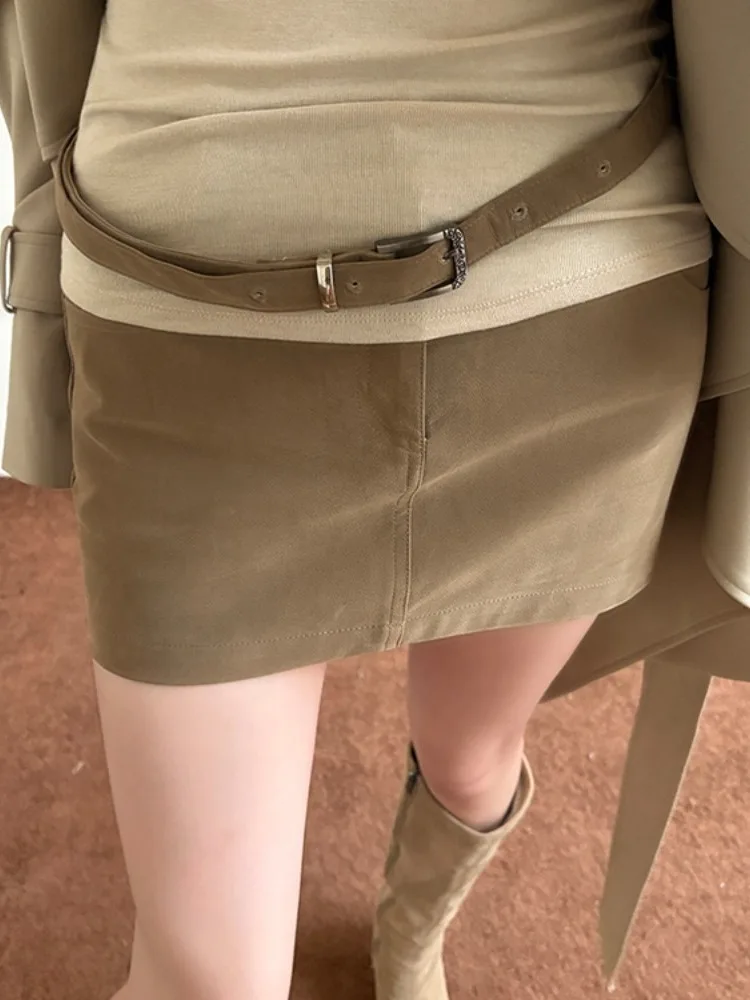 

Sexy Versatile Mid-Low Waist f Skirt Women's Retro Bodycon ort Skirt Autumn Winter New Design Faionable Belt Loop