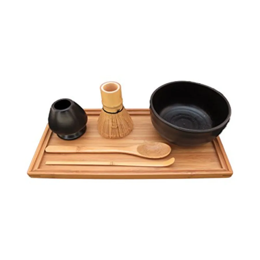 

Elegant Matcha Bowl Set with Bowl Rest Tea Whisk Chasaku Tea Spoon and Tray for Traditional Japanese Tea Ceremony Perfect for H