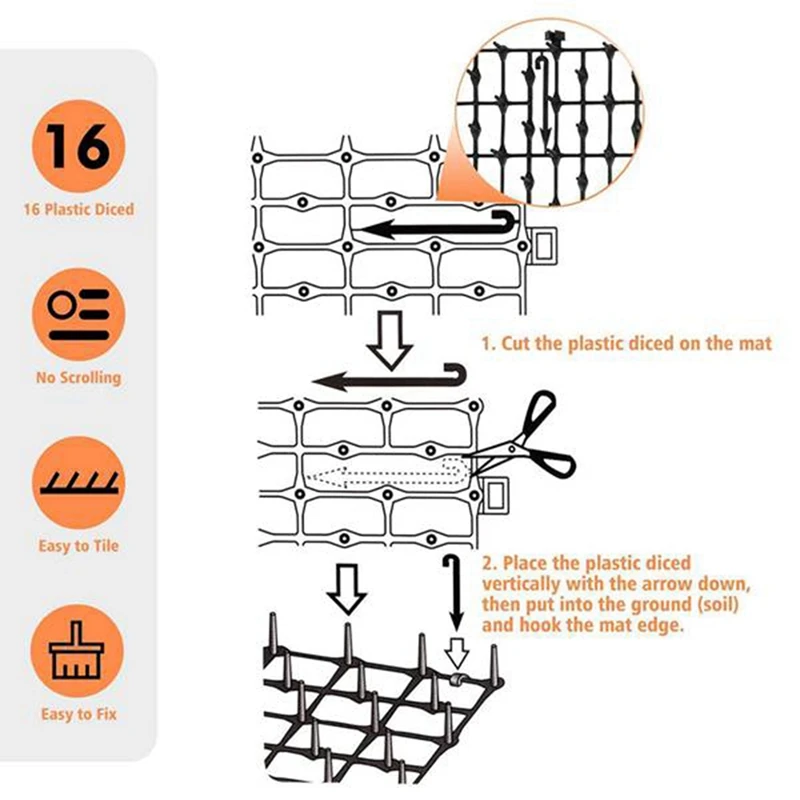 Black Cat Scat Mat With Spikes,Digging Cat Deterrent Devices Prickle Strips Roll Anti Kitten Stopper Training Network