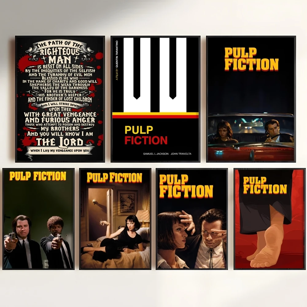 P-Pulp Fiction Movie Painting Calligraphy Canvas Poster Art for Bedroom Living Room Home Decor Decals HD Wall Decoration Gift