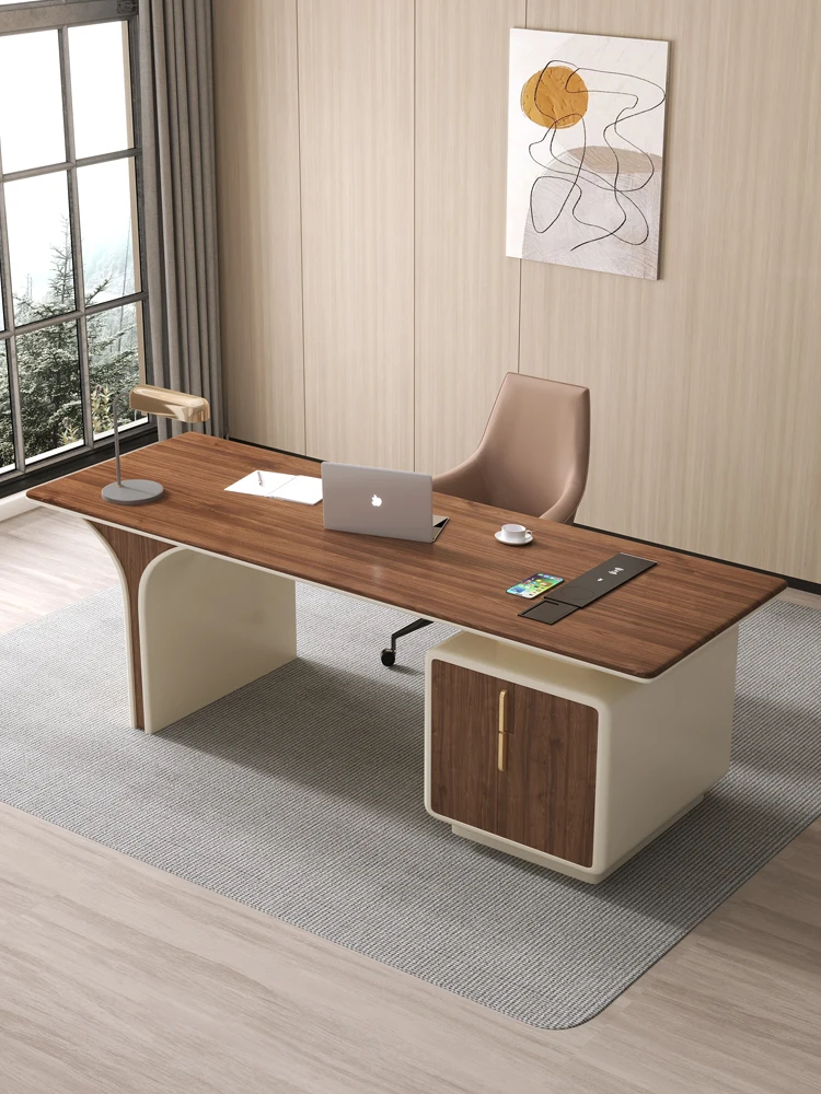 Medieval style solid wood desk, light luxury, modern high-end desk, Italian minimalist home study, writing desk, computer desk