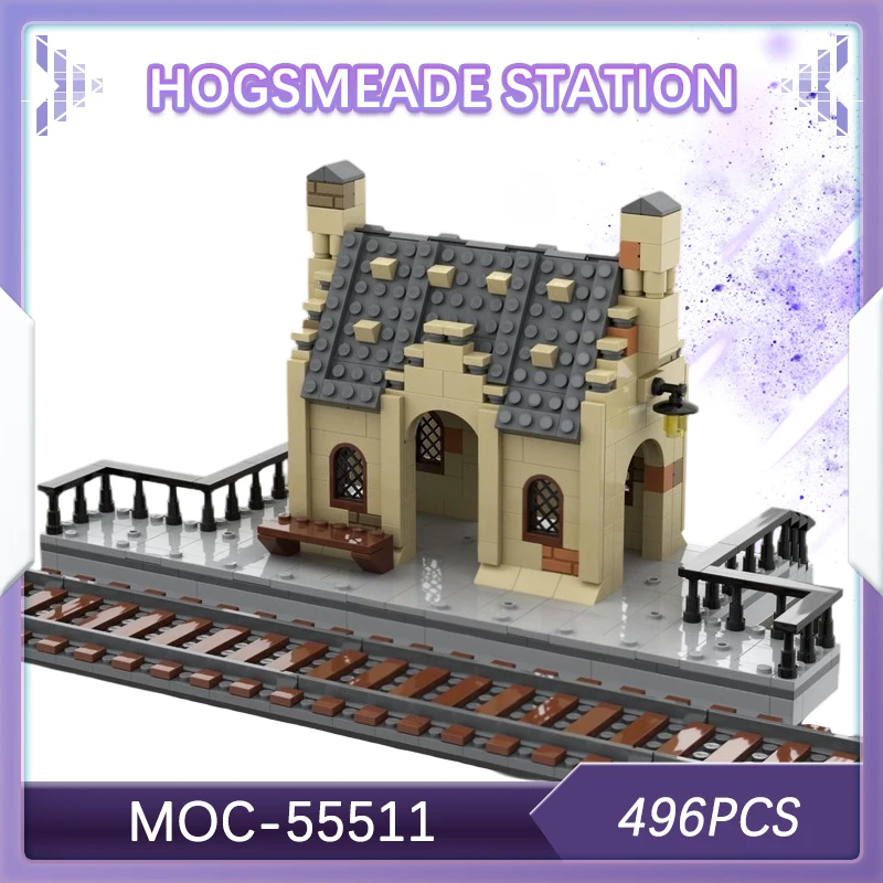

496 шт., фильм «Магия Академии», серия Hogsmeade Station, строительный блок, модель, набор кирпичей, креативные подарки, украшение для рабочего стола MOC-55511