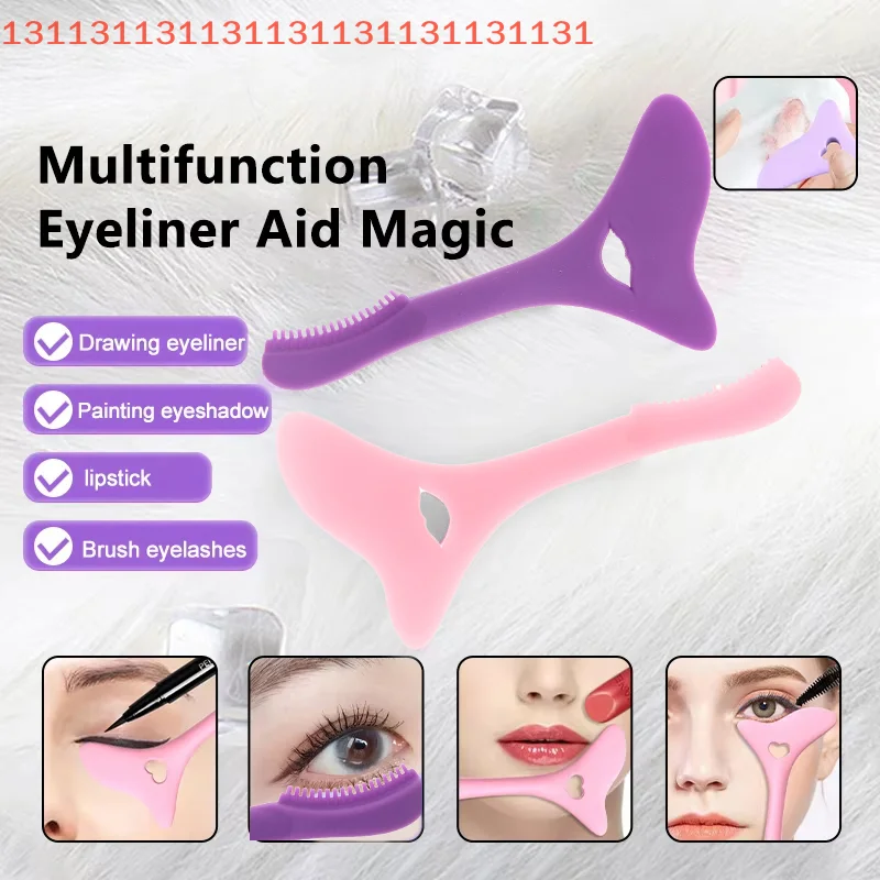 Para puntas de ala precisas, ayuda para dibujar, plantilla de delineador de ojos de silicona multifuncional, asistente de lápiz labial reutilizable, deflector de maquillaje